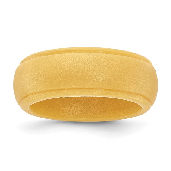 Silicone Gold Metallic 8mm Ridged Edge Band Size 10