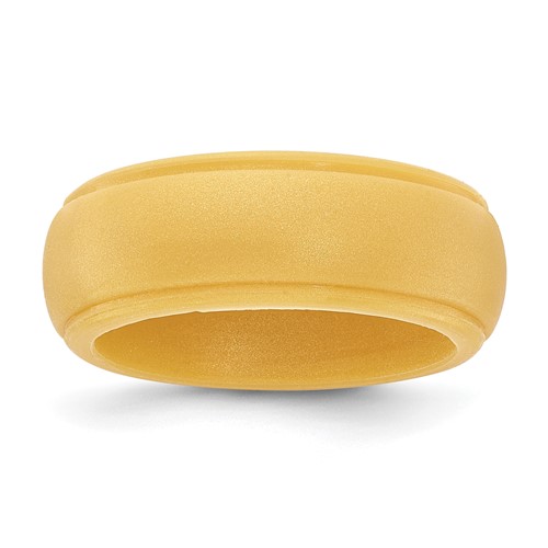 Silicone Gold Metallic 8mm Ridged Edge Band, Size 14