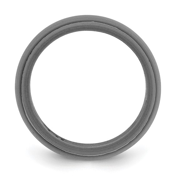 Silicone Dark Grey 8mm Ridged Edge Band Size 10