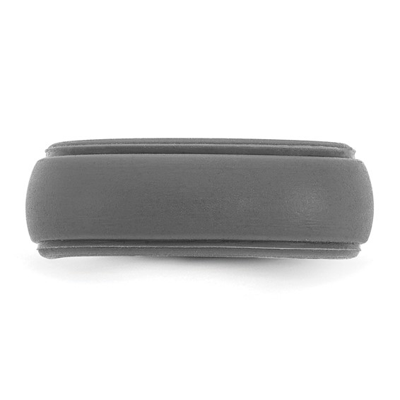 Silicone Dark Grey 8mm Ridged Edge Band Size 10