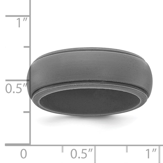 Silicone Dark Grey 8mm Ridged Edge Band Size 10