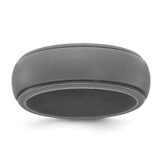 Silicone Dark Grey 8mm Ridged Edge Band Size 10