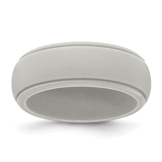 Silicone Grey 8mm Ridged Edge Band Size 10