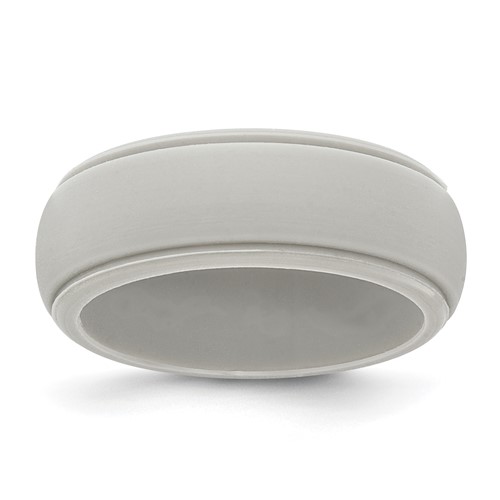 Silicone Grey 8mm Ridged Edge Band, Size 7