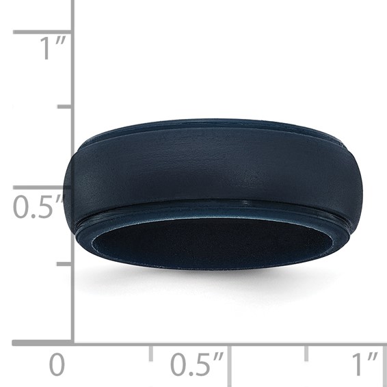 Silicone Navy Blue 8mm Ridged Edge Band Size 10
