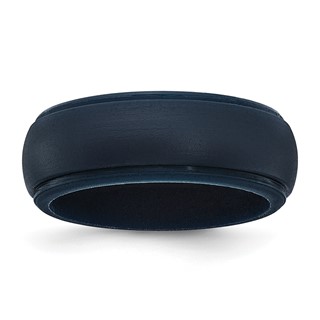 Silicone Navy Blue 8mm Ridged Edge Band Size 10