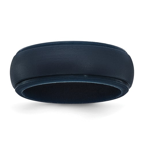 Silicone Navy Blue 8mm Ridged Edge Band, Size 14