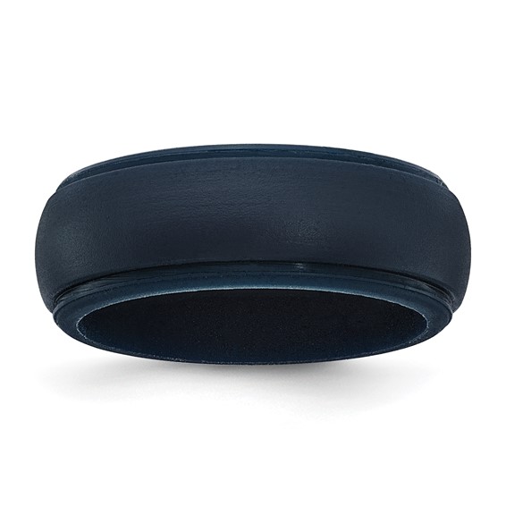 Silicone Navy Blue 8mm Ridged Edge Band Size 10