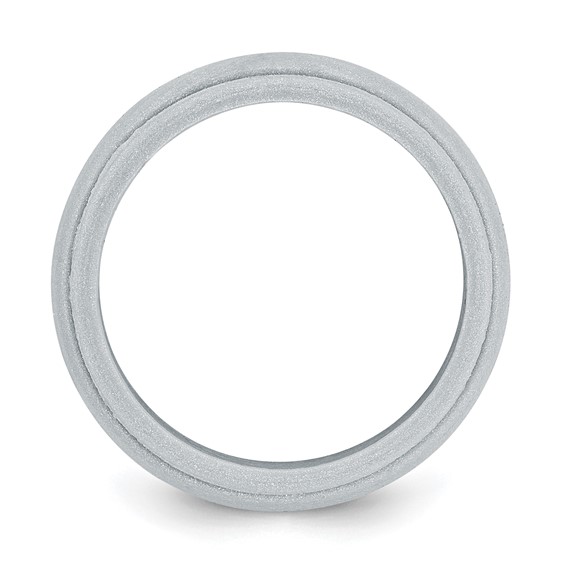 Silicone Silver Metallic 8mm Ridged Edge Band Size 10