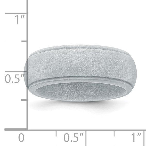 Silicone Silver Metallic 8mm Ridged Edge Band Size 10