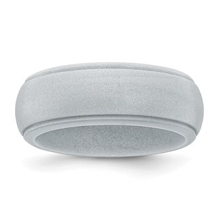 Silicone Silver Metallic 8mm Ridged Edge Band Size 10
