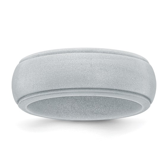 Silicone Silver Metallic 8mm Ridged Edge Band Size 10