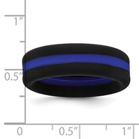 Silicone Black Band with Blue Line Center 7.5mm Flat view 4