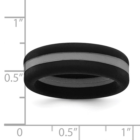 Silicone Black with Grey Line Center 7.5mm Flat Band Size 13