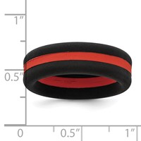 Silicone Black Band with Red Line Center 7.5mm Flat view 4
