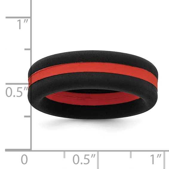 Silicone Black with Red Line Center 7.5mm Flat Band Size 10