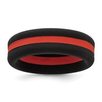 Silicone Black Band with Red Line Center 7.5mm Flat view 1