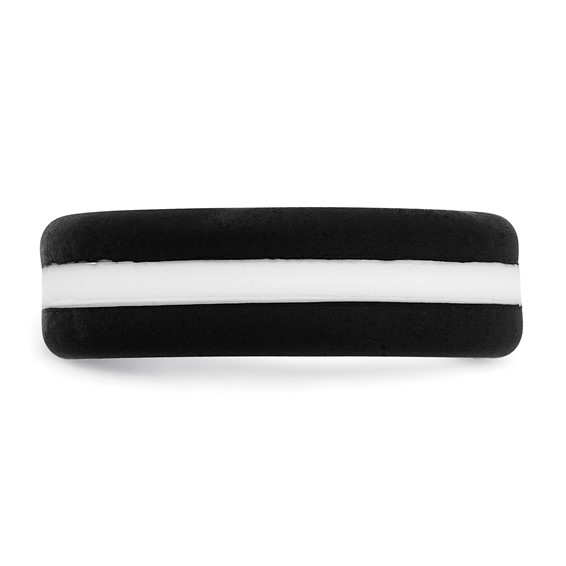 Silicone Black with White Line Center 7.5mm Flat Band Size 10