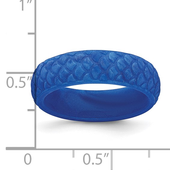 Silicone Blue Mermaid Pattern 5.7mm Domed Band Size 5