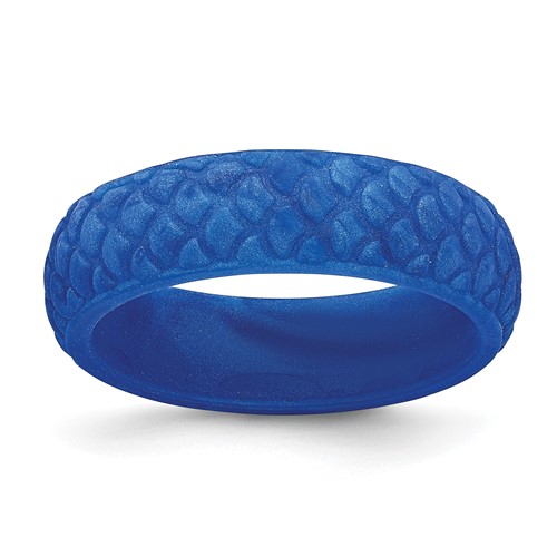 Silicone Blue Mermaid Pattern 5.7mm Domed Band, Size 5