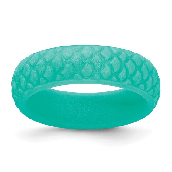 Silicone Sky Blue Mermaid Pattern 5.7mm Domed Band Size 5