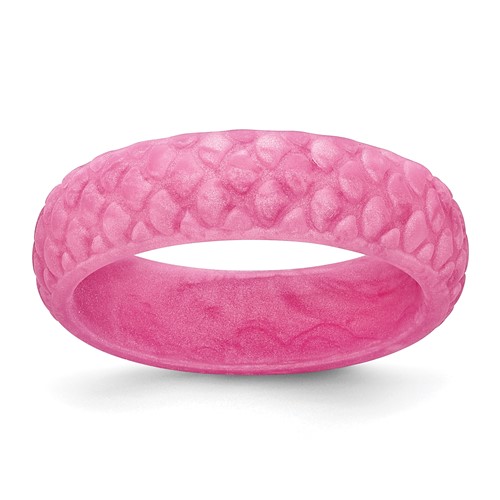 Silicone Pink Mermaid Pattern 5.7mm Domed Band, Size 8