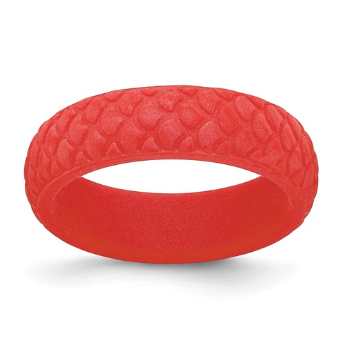 Silicone Red Mermaid Pattern 5.7mm Domed Band, Size 5