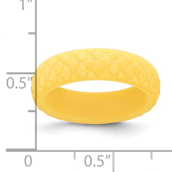 Silicone Yellow Mermaid Pattern 5.7mm Domed Band Size 5