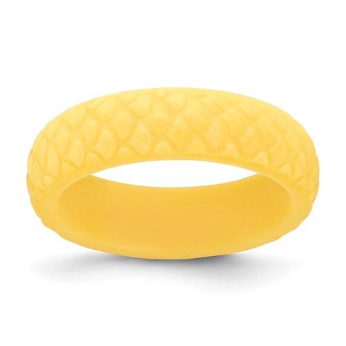 Silicone Yellow Mermaid Pattern 5.7mm Domed Band, Size 10