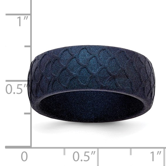Silicone Dark Blue 8.70mm Fish Scale Pattern Band
