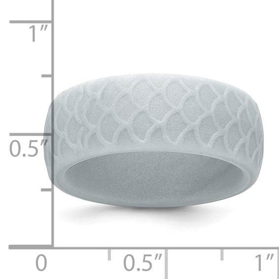Silicone Metallic Silver 8.70mm Fish Scale Pattern Band