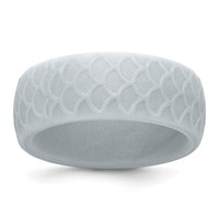 Silicone Metallic Silver 8.70mm Fish Scale Pattern Band view 1