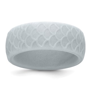 Silicone Metallic Silver 8.70mm Fish Scale Pattern Band