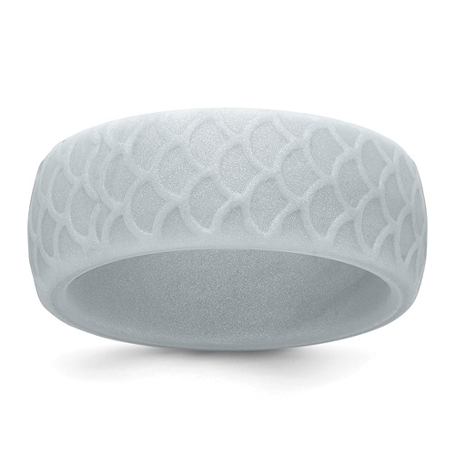 Silicone Metallic Silver 8.70mm Fish Scale Pattern Band