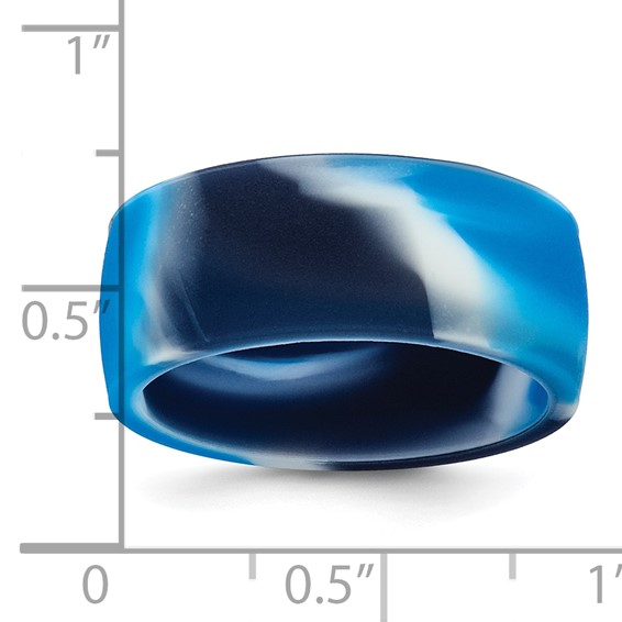Silicone Blue/White 8.70mm Flat Edge Band