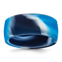 Silicone Blue White 8.70mm Flat Edge Band view 1