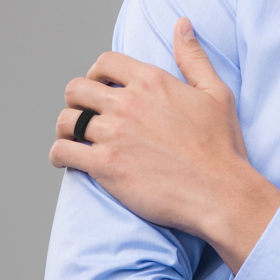 Silicone Black 8mm Grid Pattern Band