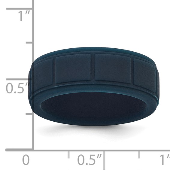 Silicone Dark Blue 8mm Grid Pattern Band