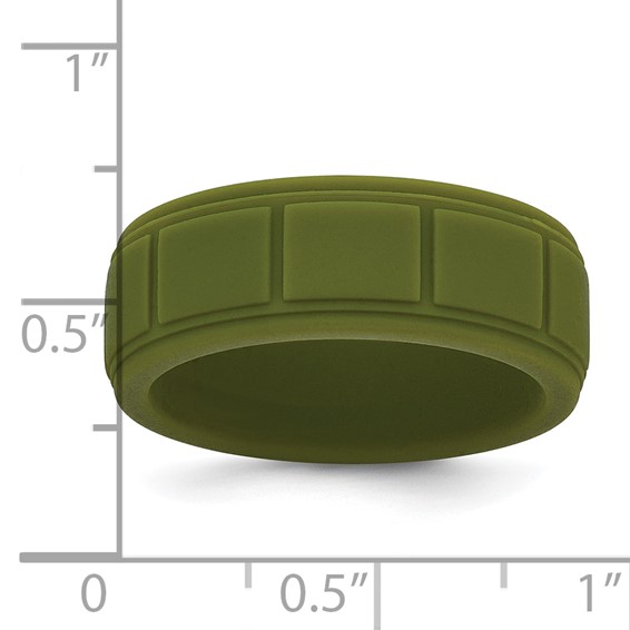 Silicone Olive Green 8mm Grid Pattern Band
