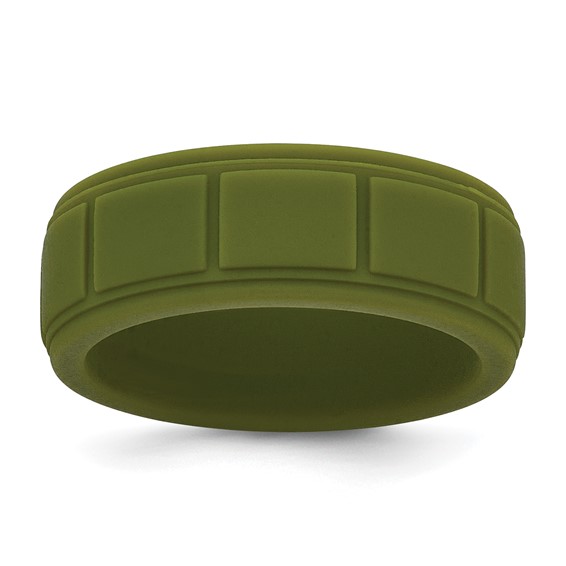 Silicone Olive Green 8mm Grid Pattern Band