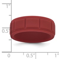 Silicone Dark Red 8mm Grid Pattern Band view 4