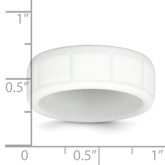 Silicone White 8mm Grid Pattern Band