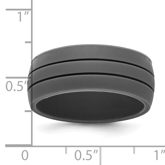 Silicone Dark Gray 8.50mm Grooved Band