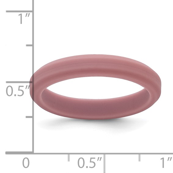 Silicone Rose Pink 4mm Ridged Edge Band