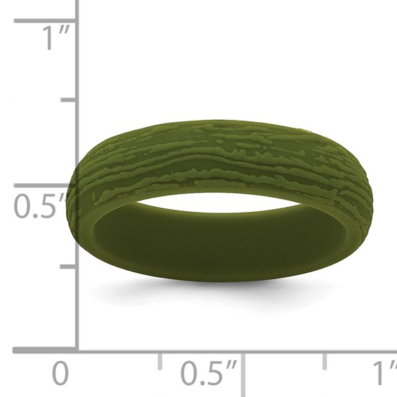 Silicone Olive Green 5.70mm Wood Grain Pattern Band