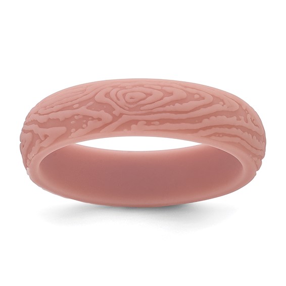 Silicone Rose Pink 5.70mm Wood Grain Pattern Band