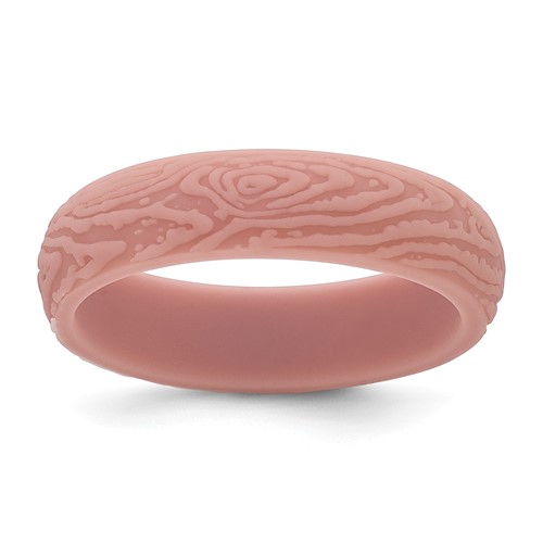 Silicone Rose Pink 5.70mm Wood Grain Pattern Band