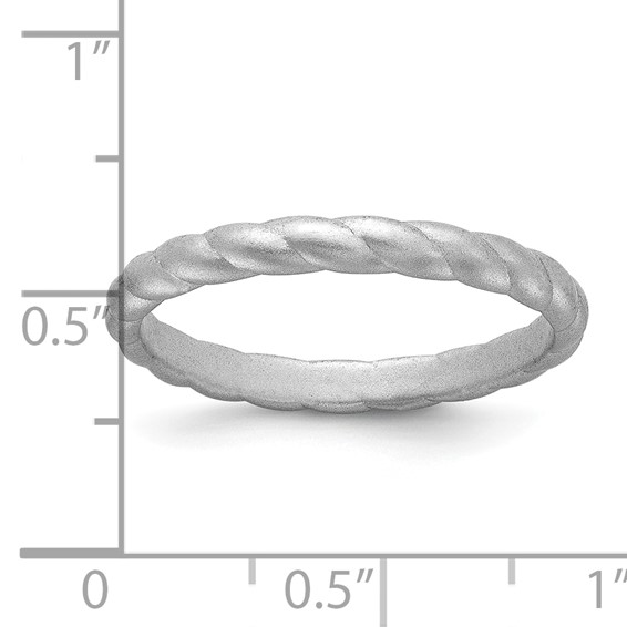 Silicone Metallic Silver 3mm Braided Band