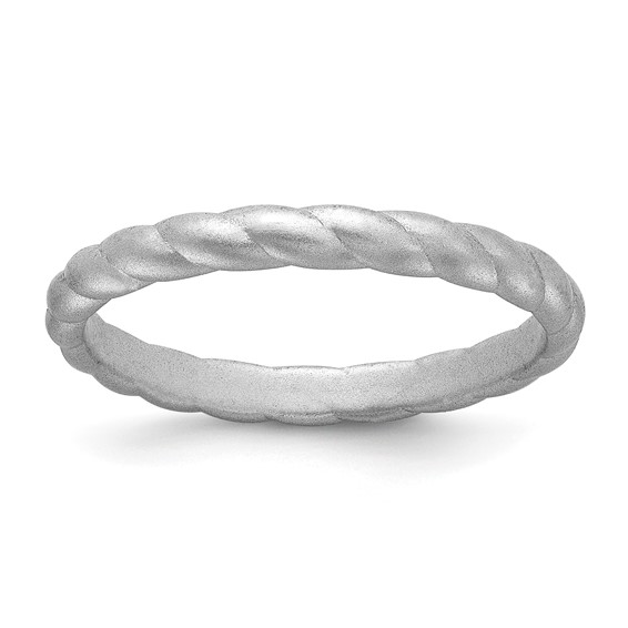 Silicone Metallic Silver 3mm Braided Band