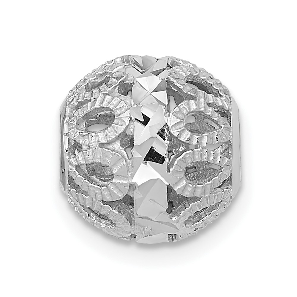 14k White Gold Diamond-cut Filigree Ball Chain Slide (SL136)